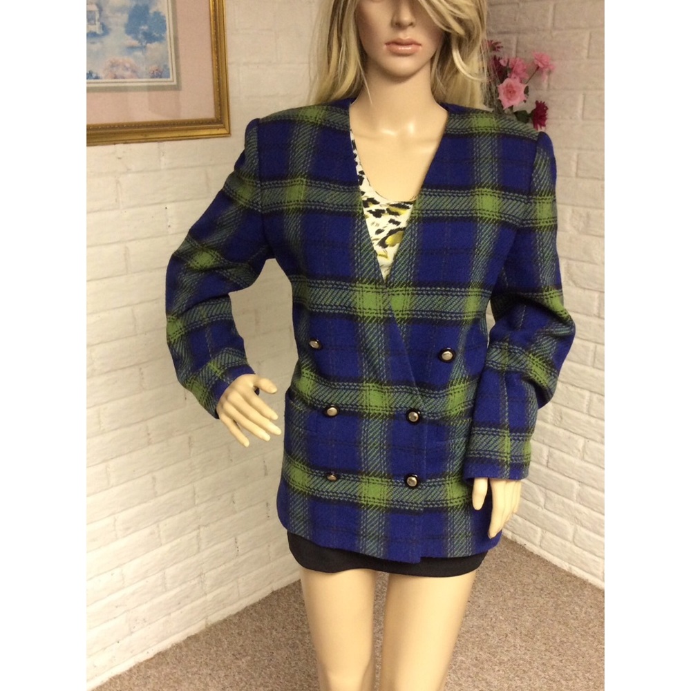 Le Suit Vintage Wool Blend Plaid Blazer (10)